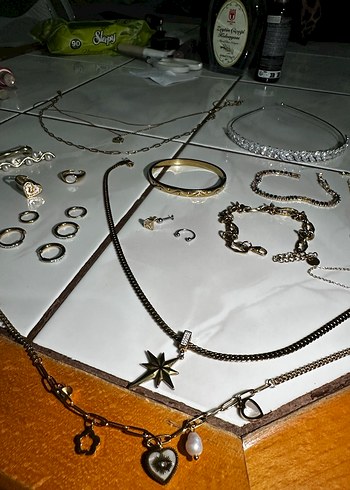 Kadın Vintage Altın Zincirli Çelik Takı Seti - Görsel 6