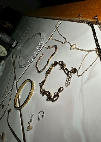 Kadın Vintage Altın Zincirli Çelik Takı Seti - Görsel 7