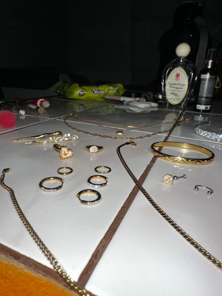 Kadın Vintage Altın Zincirli Çelik Takı Seti - Görsel 5