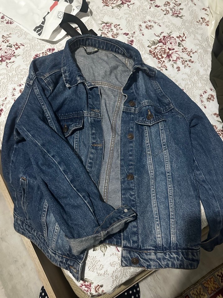 Kadın Lacivert Kot Ceket Düğmeli Rahat Kesim - Görsel 2