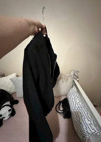 l Beden Siyah Fermuarlı Kadın Bomber Ceket