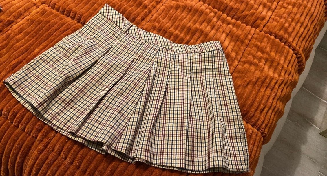 Kadın Pileli Mini Etek Kareli Desen - Görsel 2