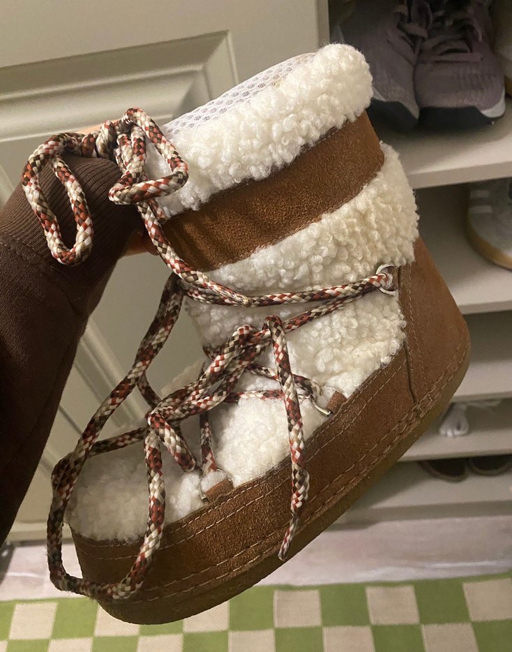 Kahverengi Kürklü Örgü Kadın Dolgu Topuk Bot - Görsel 3