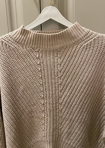 Bej Örgü Kadın Triko Kazak - Görsel 2