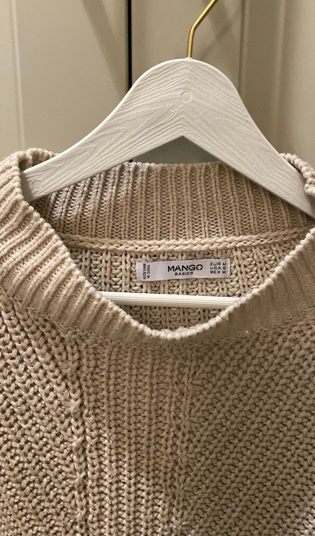 Bej Örgü Kadın Triko Kazak - Görsel 3