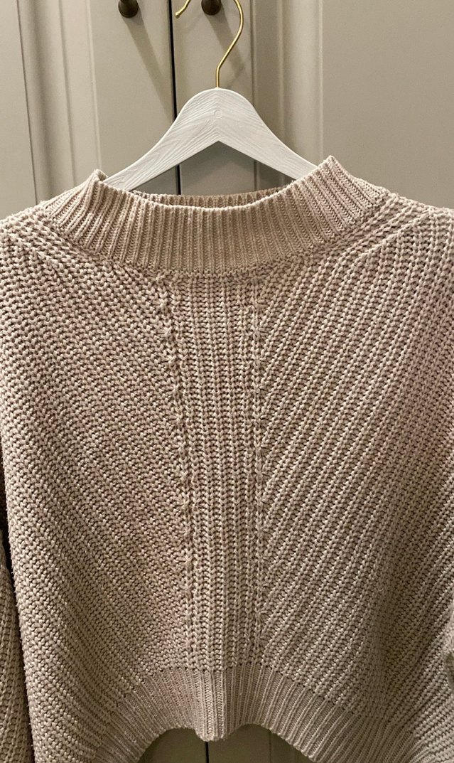 Bej Örgü Kadın Triko Kazak - Görsel 2