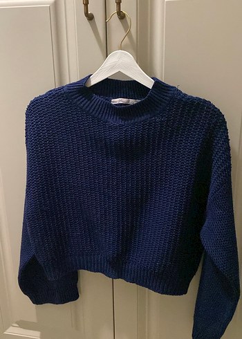 Lacivert Örgü Kadın Kazak - Görsel 3