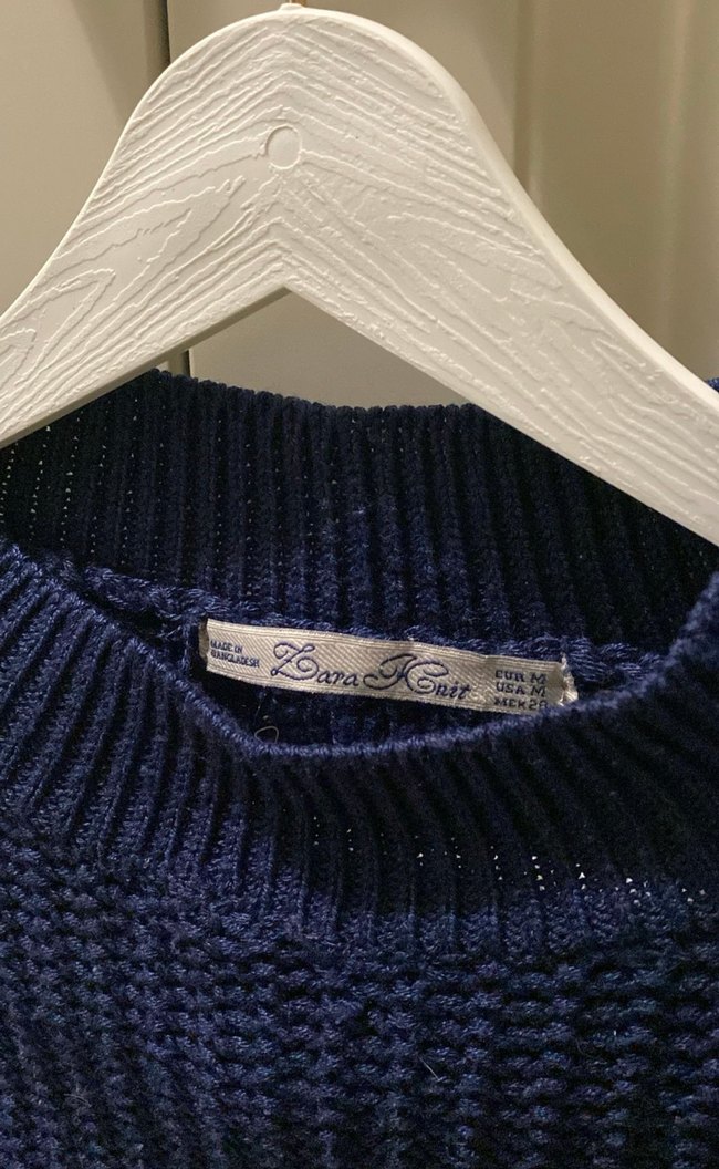 Lacivert Örgü Kadın Kazak - Görsel 2