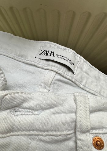 Zara Beyaz Midi Kadın Kot Pantolon