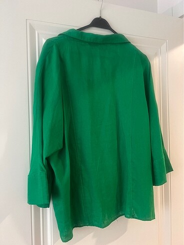 l Beden yeşil Renk Zara keten gömlek oversize