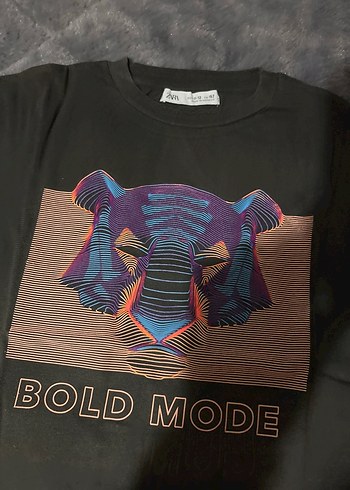 Siyah  Kısa Kollu Baskılı Tişört - Görsel 2