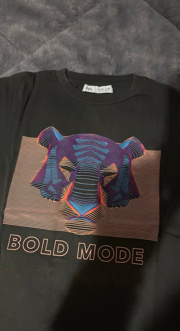 Siyah  Kısa Kollu Baskılı Tişört - Görsel 2