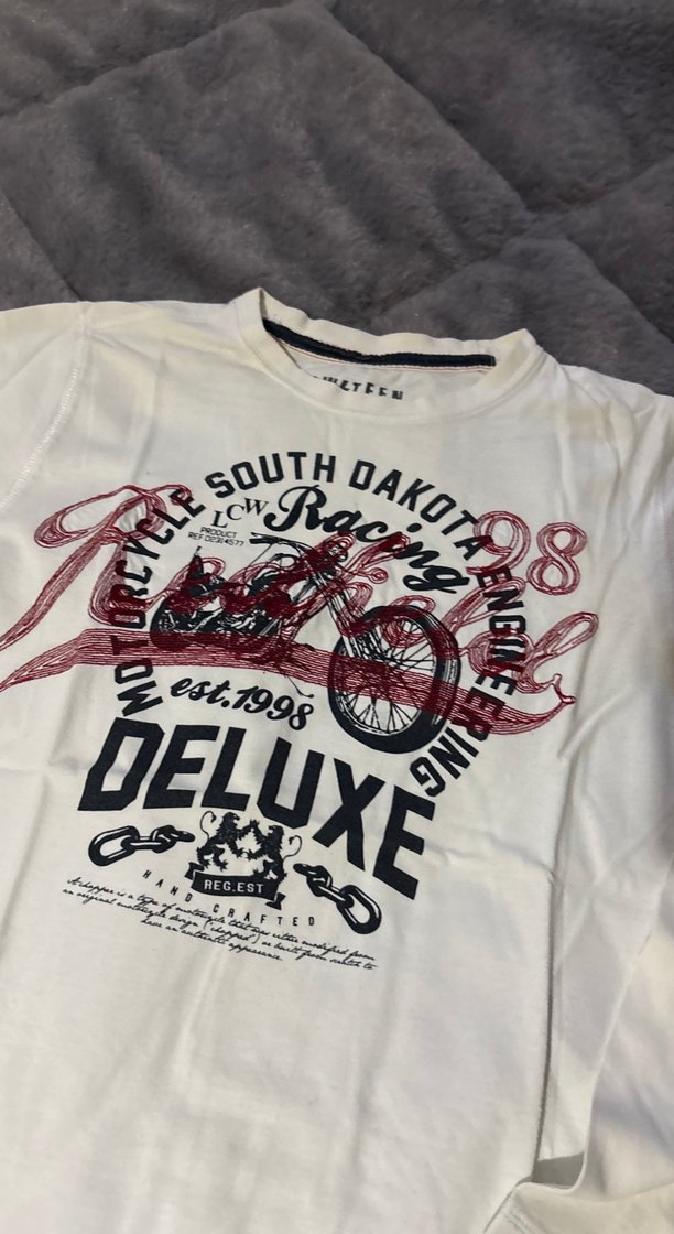 Beyaz Baskılı Uzun Kollu Erkek Tişört - Görsel 2