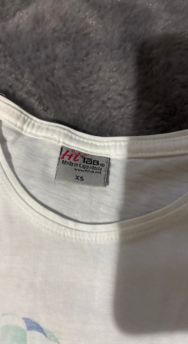 Beyaz Baskılı Kadın Kısa Kollu Pamuk Tişört - Görsel 3