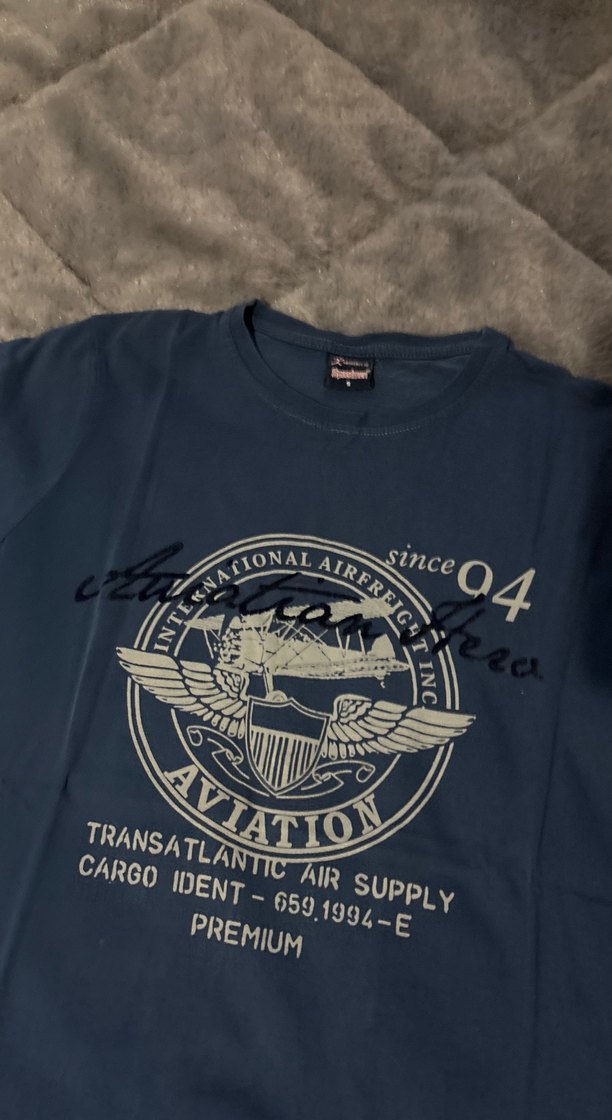 Erkek Lacivert Baskılı Denim T-shirt - Görsel 2