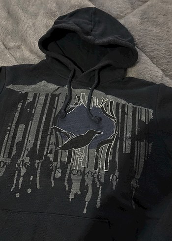 Lacivert Kapüşonlu Baskılı Sweatshirt - Görsel 2