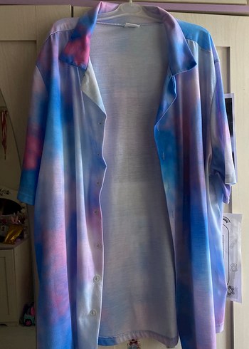 Bohem Renkli Pastel Batik Desenli Gömlek
