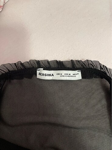 m Beden bershka siyah tül arkası transpran crop bluz
