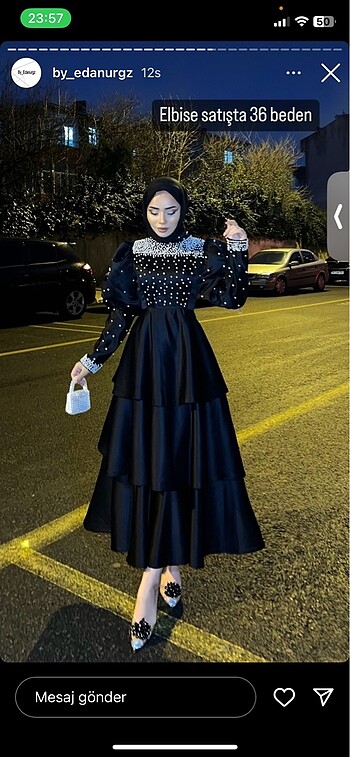 36 Beden siyah Renk İncili prenses model elbise