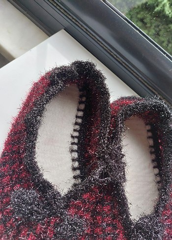 39 Beden kırmızı Renk Kırmızı Triko Stiletto Topuklu Kadın Ev Terliği