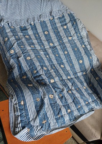 Mavi Gri Bağlama Desenli Çocuk Battaniyesi - Görsel 3