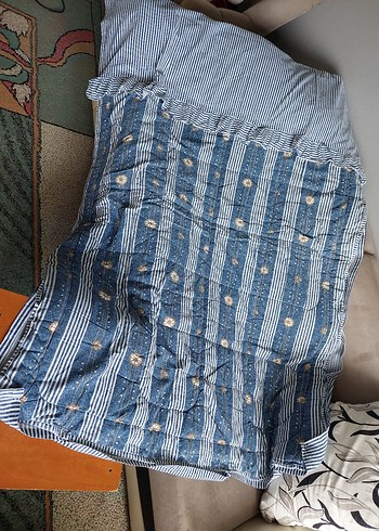 Mavi Gri Bağlama Desenli Çocuk Battaniyesi - Görsel 2