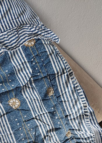 Mavi Gri Bağlama Desenli Çocuk Battaniyesi - Görsel 4