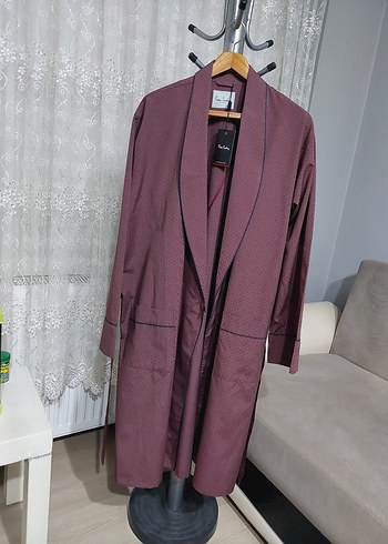 Bordo Uzun Kollu Ropteşembır saten Sabahlık - Görsel 3