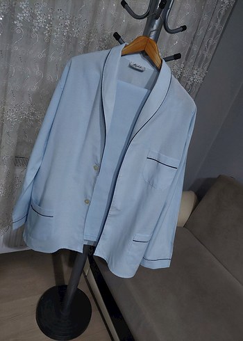 Erkek Düğmeli Gri Uzun Kollu Pijama Takımı - Görsel 3