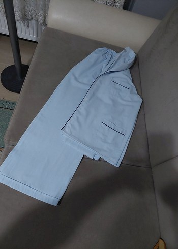 Erkek Düğmeli Gri Uzun Kollu Pijama Takımı - Görsel 6