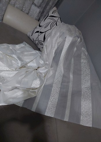 Gri Çizgili Beyaz Modern Perde - Görsel 2