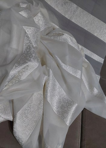 Gri Çizgili Beyaz Modern Perde - Görsel 3