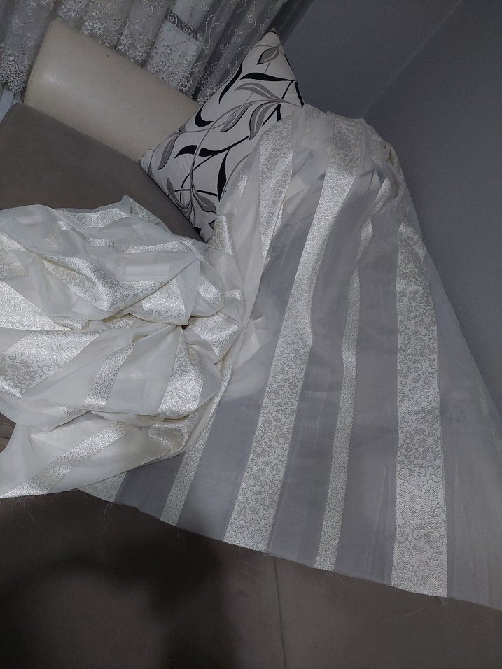 Gri Çizgili Beyaz Modern Perde - Görsel 2