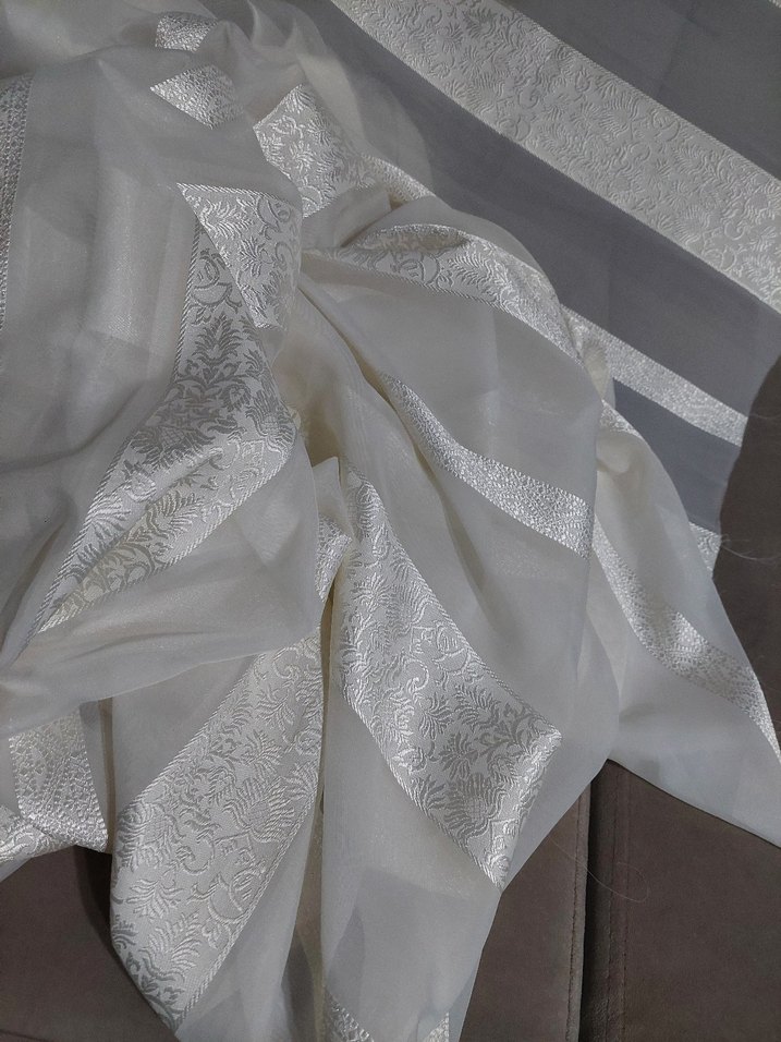 Gri Çizgili Beyaz Modern Perde - Görsel 3