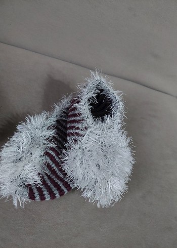 Kızlar için Örgü Sıcak Terlikler - Görsel 3