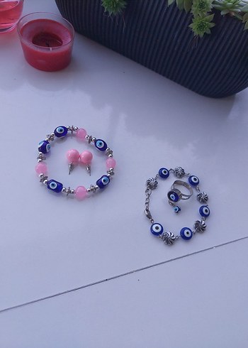 Diğer Renkli Nazar Boncuklu Boncuklu Kadın Bileklik