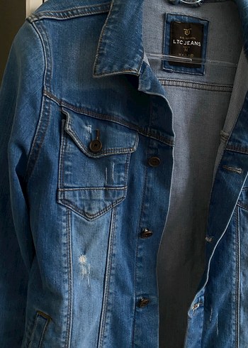 Düğmeli Mavi Erkek Denim Ceket - Görsel 2