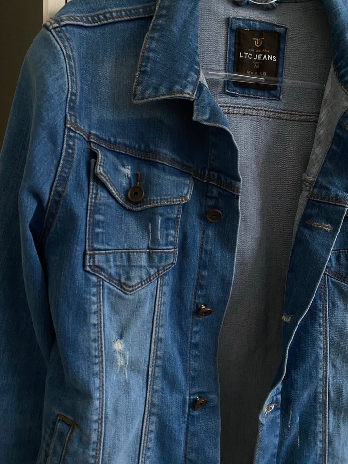 Düğmeli Mavi Erkek Denim Ceket - Görsel 2