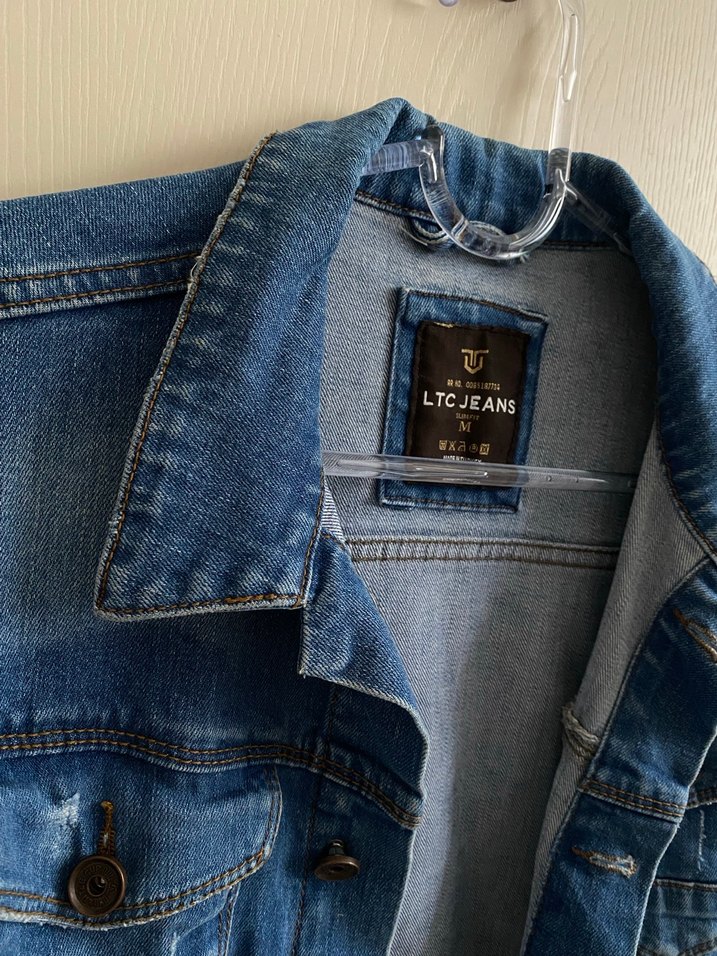 Düğmeli Mavi Erkek Denim Ceket - Görsel 4