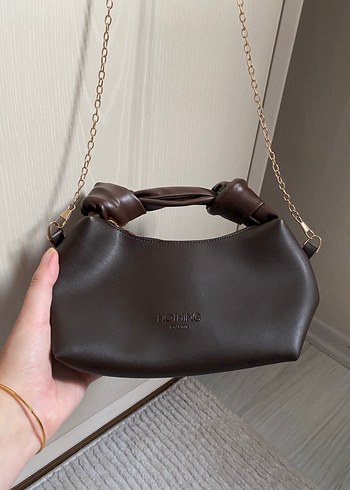 Zincir Detaylı Kahverengi Deri Kadın Çanta - Görsel 3