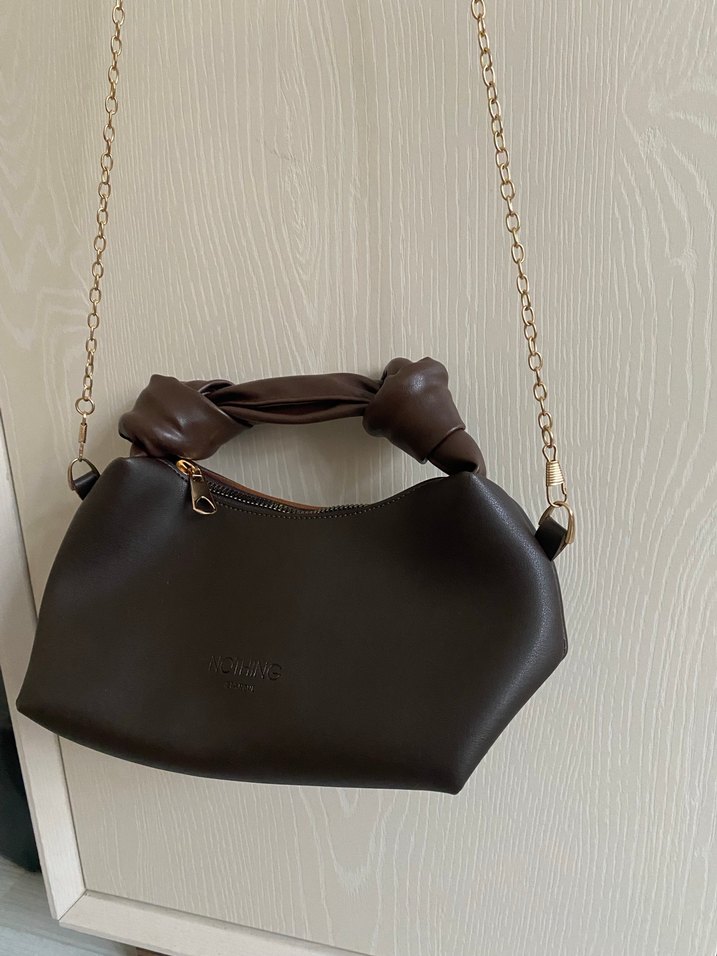 Zincir Detaylı Kahverengi Deri Kadın Çanta - Görsel 2