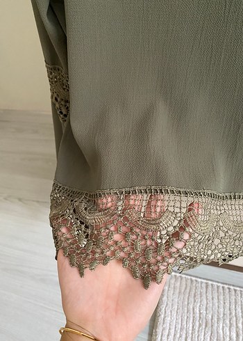 Gri Dantel Detaylı Uzun Kollu Kadın Bluz - Görsel 5