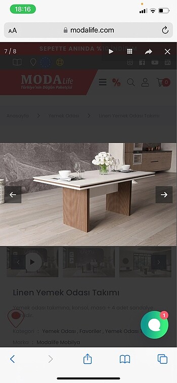 Modalife linen yemek masası - Görsel 3