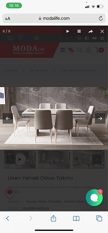 Modalife linen yemek masası - Görsel 2