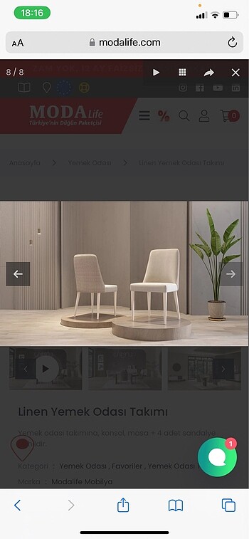 Modalife linen yemek masası - Görsel 4