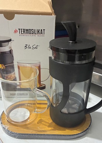 Termosilikat 3'lü Siyah Cam Demlik Seti - Görsel 2