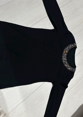 Kadın Siyah Uzun Kollu Payetli Bluz - Görsel 2