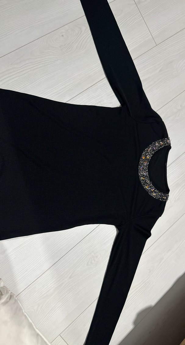 Kadın Siyah Uzun Kollu Payetli Bluz - Görsel 2