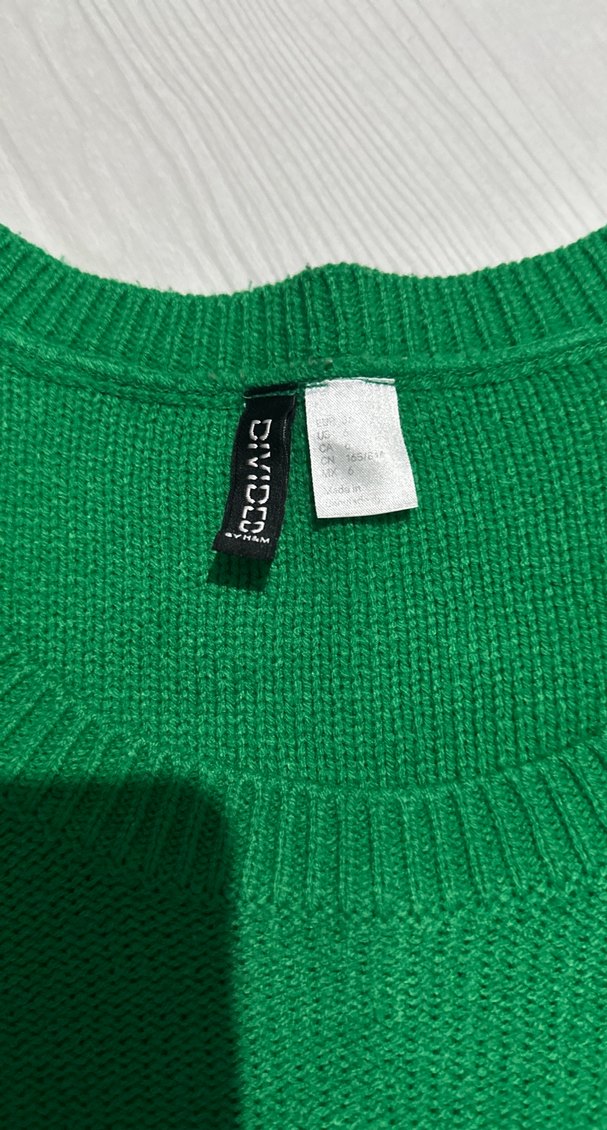 Kadın Yeşil Örgü Bisiklet Yaka Kazak - Görsel 2