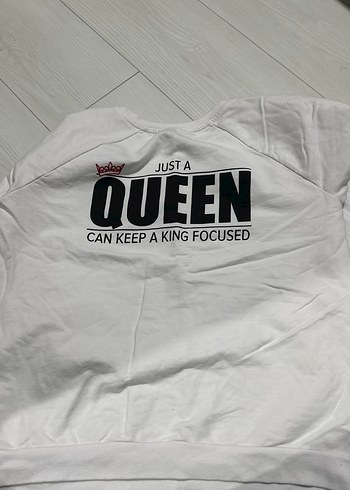 Beyaz Kısa Kollu Baskılı Kadın Sweatshirt - Görsel 3